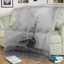 Battleship Bismarck Fleece Throw Blanket Meaningful Gift For Halloween Christmas