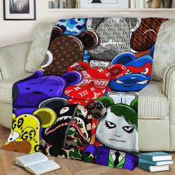 Bearbrick Fleece Throw Blanket Meaningful Gift For Halloween Christmas