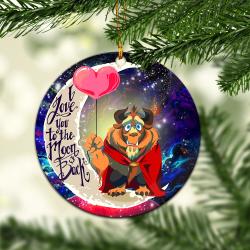 Beauty And The Beast Love You To The Moon Galaxy Mica Circle Ornament Perfect Gifts For Family On Christmas