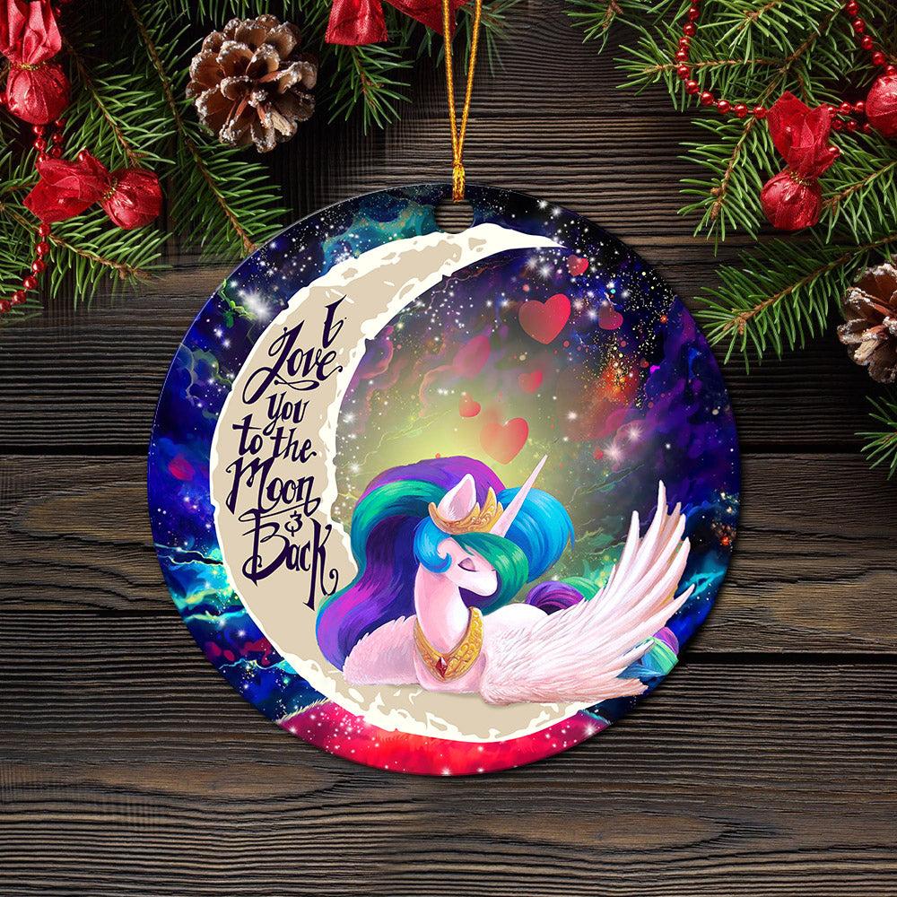 Beauty Unicorn Love You To The Moon Galaxy Mica Circle Ornament Perfect Gift For Holiday Perfect Gifts For Family On Christmas