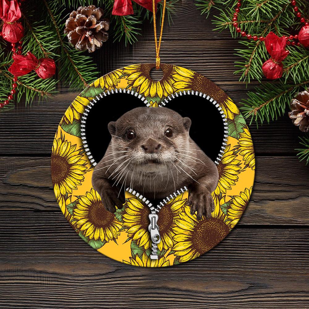 Beaver Sunflower Zipper Mica Circle Ornament Perfect Gift For Holiday Perfect And Unique Gifts For Family On Christmas