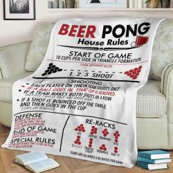 Beer Pong House Rules Fleece Throw Blanket Meaningful Gift For Halloween Christmas