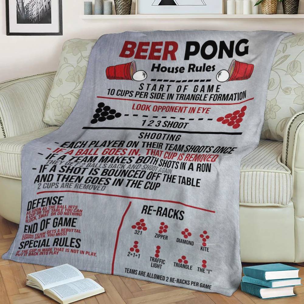 Beer Pong Rules Fleece Throw Blanket Meaningful Gift For Halloween Christmas