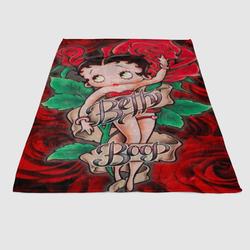 Betty Boop Cartoon Flower Soft Fleece Blanket Meaningful Gift For Halloween Christmas