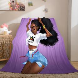 Black African Girl Flannel Blanket Meaningful Gift For Halloween Christmas Throw Blanket Meaningful Gift For Halloween Christmas