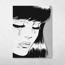 Black & White Crying Girl Wall Art Canvas Meaning Gift For Birthday Christmas