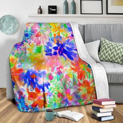 Bloom Blue Fleece Throw Blanket Meaningful Gift For Halloween Christmas