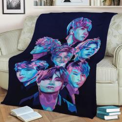 Bts Pop Art Potrait Fleece Throw Blanket Meaningful Gift For Halloween Christmas