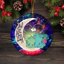 Bulbasaur Couple Pokemon Love You To The Moon Galaxy Mica Circle Ornament Perfect Gifts For Family On Christmas
