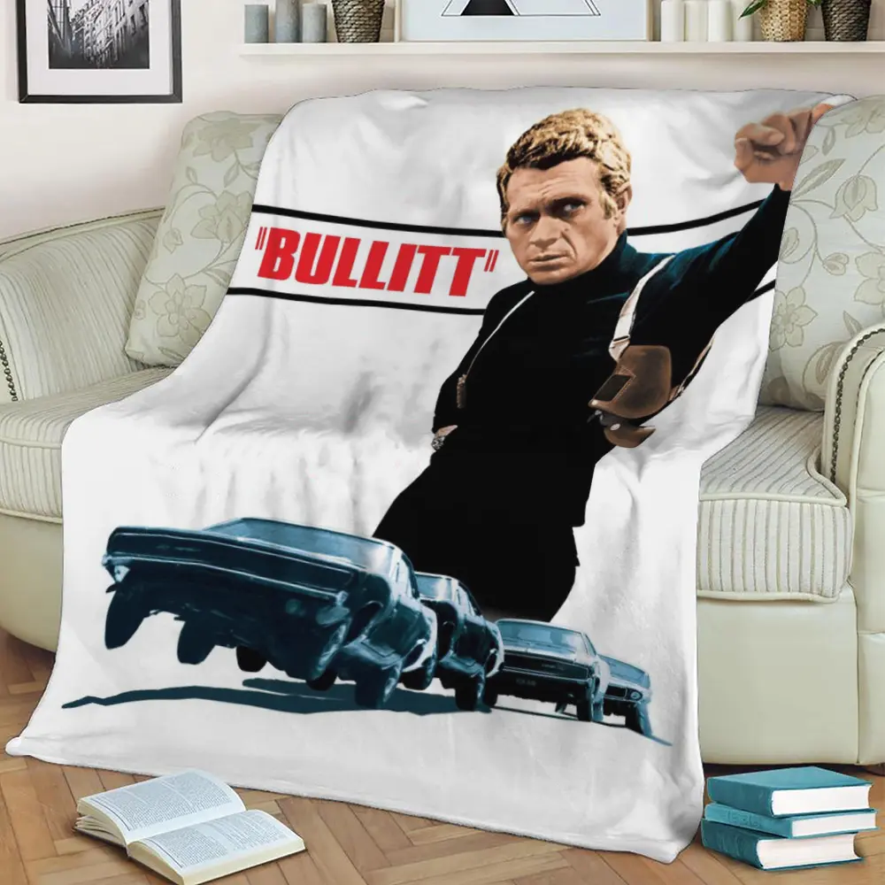 Bullitt Movie Poster Fleece Throw Blanket Meaningful Gift For Halloween Christmas