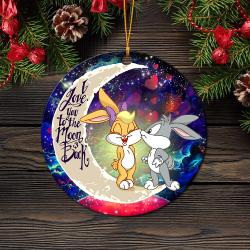 Bunny Couple Love You To The Moon Galaxy Mica Circle Ornament Perfect Gift For Holiday Perfect Gifts For Family On Christmas