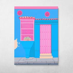 Caribbean Doors (Blue) Wall Art Canvas Meaning Gift For Birthday Christmas