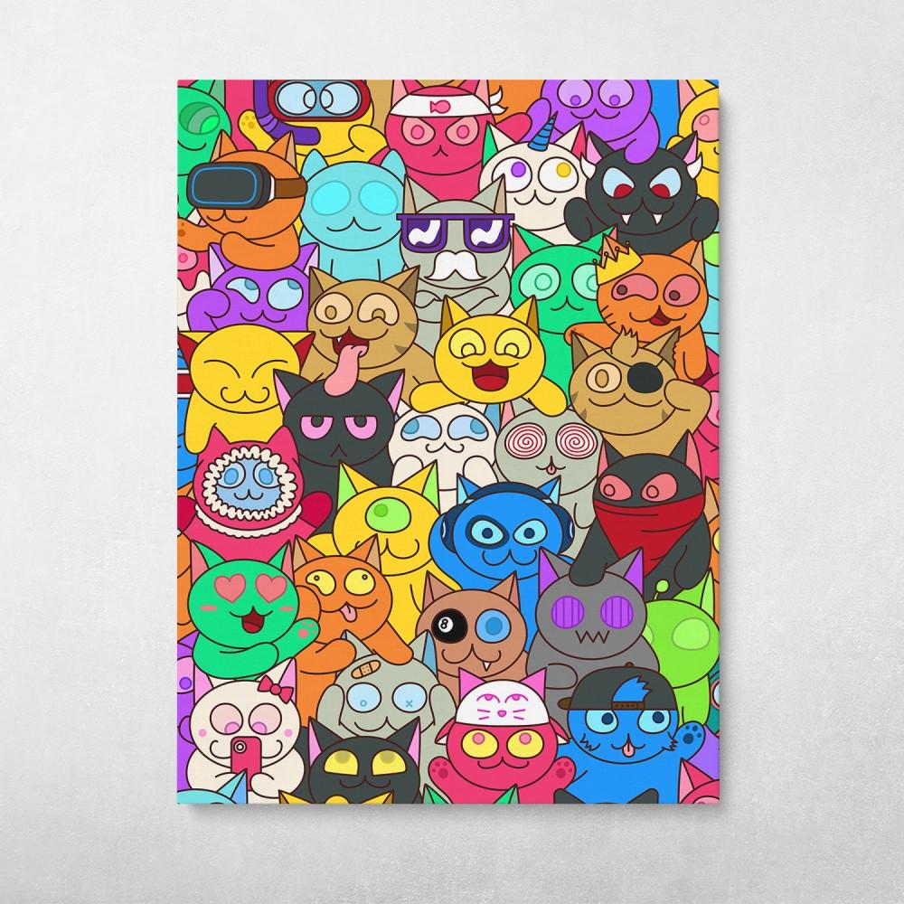 Cat Attack Wall Art Canvas Meaning Gift For Birthday Christmas Halloween