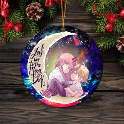 Chainsaw Man Denji x Power Love You To The Moon Galaxy Mica Circle Ornament Perfect Gifts For Family On Christmas