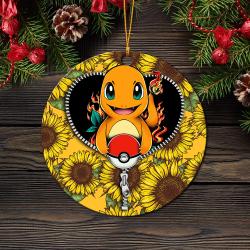 Charmander Pokemon Sunflower Zipper Mica Circle Ornament Perfect Gift For Holiday Perfect And Unique Gifts For Family On Christmas