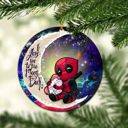 Chibi Deadpool Unicorn Toy Love You To The Moon Galaxy Mica Circle Ornament Perfect Gifts For Family On Christmas