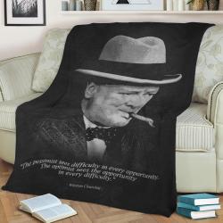 Churchill Quotes Fleece Throw Blanket Meaningful Gift For Halloween Christmas