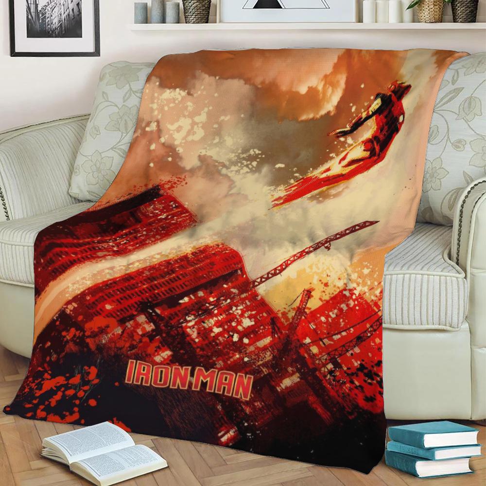 City Of Iron Man Fleece Throw Blanket Meaningful Gift For Halloween Christmas