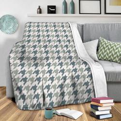 Classy Blue Houndstooth Fleece Throw Blanket Meaningful Gift For Halloween Christmas