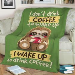 Coffee Sloth Fleece Throw Blanket Meaningful Gift For Halloween Christmas