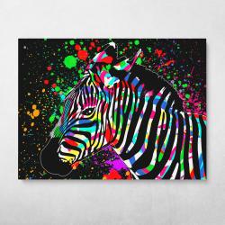 Colorful Zebra Wall Art Canvas Meaning Gift For Birthday Christmas