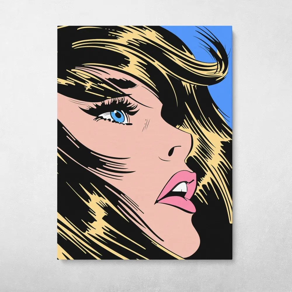 Comic Girl (Blonde Hair) Wall Art Canvas Meaning Gift For Birthday Christmas
