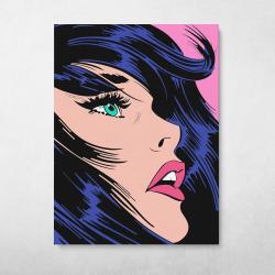 Comic Girl (Dark Hair) Wall Art Canvas Meaning Gift For Birthday Christmas