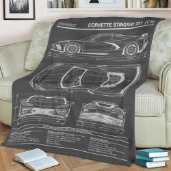 Corvette Stingray C8 Z51 Fleece Throw Blanket Meaningful Gift For Halloween Christmas