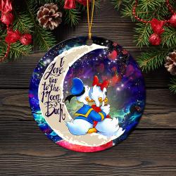 Couple Cute Duck Couple Love You To The Moon Galaxy Mica Circle Ornament Perfect Gifts For Family On Christmas