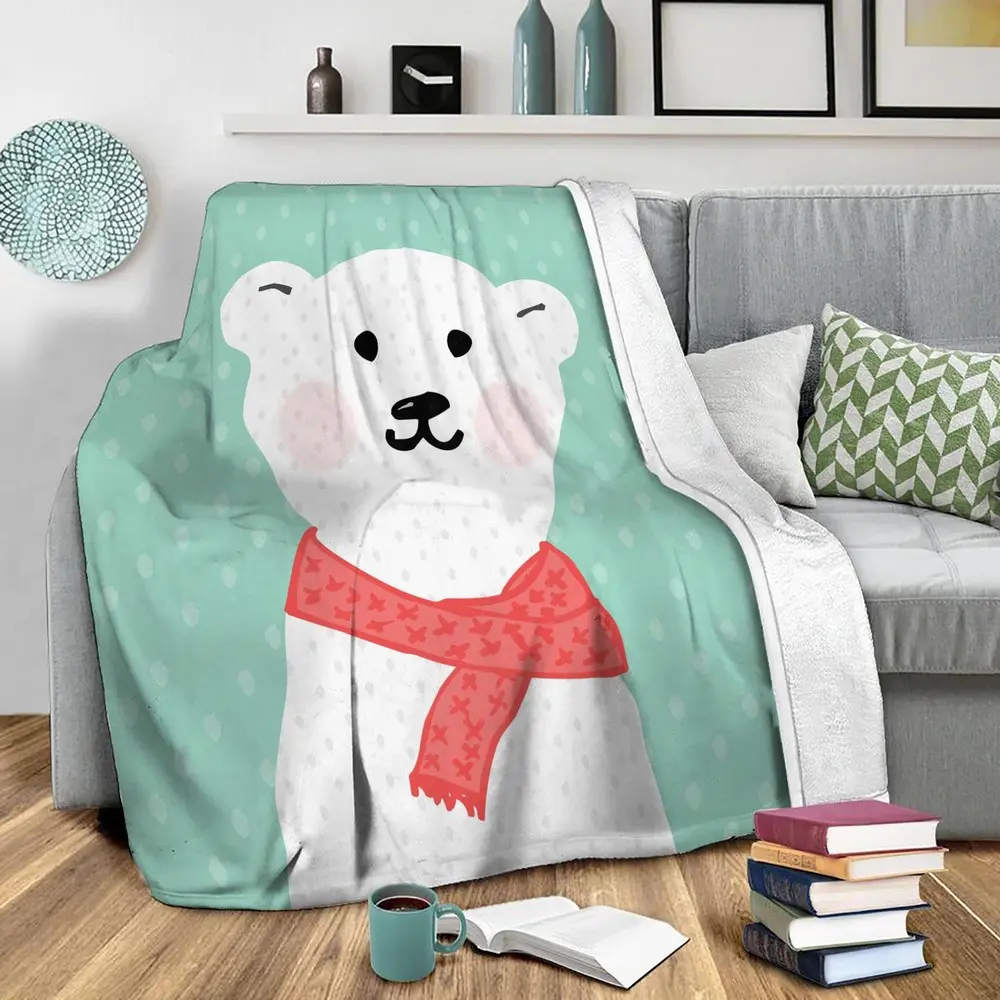 Cozy Polar Bear Fleece Throw Blanket Meaningful Gift For Halloween Christmas