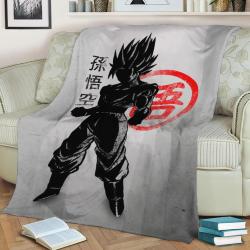 Crimson Goku Fleece Throw Blanket Meaningful Gift For Halloween on Christmas
