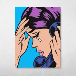 Crying Girl With Phone Wall Art Canvas Meaning Birthday Christmas Gift For Son Daughter