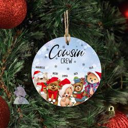Custom Family Bear Cousin Crew 2022 Xmas Ceramic Ornament Perfect And Unique Gifts For Family On Christmas