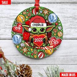 Customizable 1st Christmas Santa Baby Yoda Ornament Decor Perfect And Unique Gifts For Family On Christmas