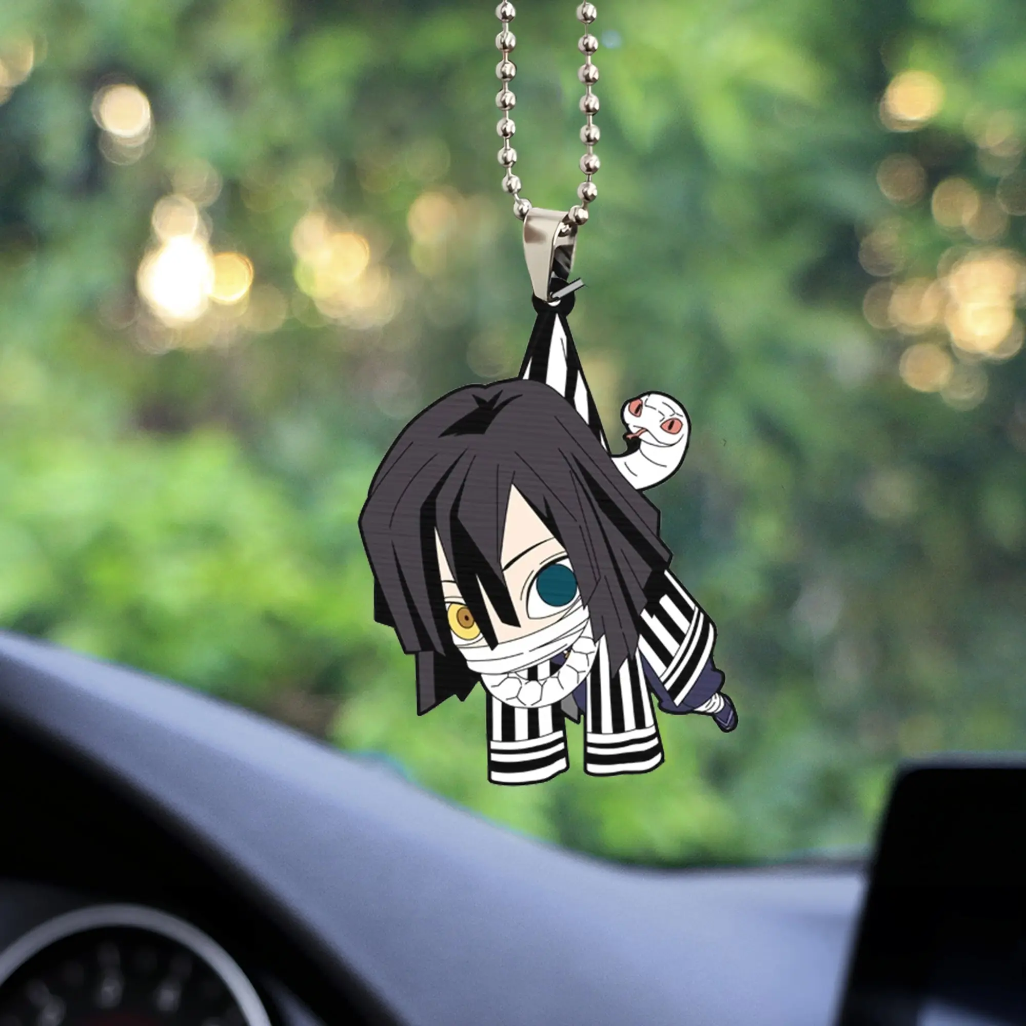 Cute Anime Demon Slayer Obanai Iguro Car Ornament Custom Car Accessories Decorations Perfect Gifts For Family On Christmas
