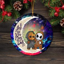 Cute Baby Groot And Jack Nightmare Before Christmas Love You To The Moon Galaxy Ornament Perfect Gifts For Family On Christmas