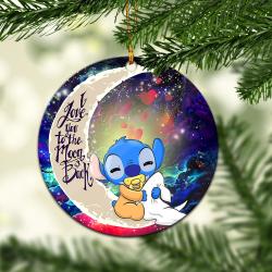 Cute Baby Stitch Sleep Love You To The Moon Galaxy Mica Circle Ornament Perfect Gifts For Family On Christmas