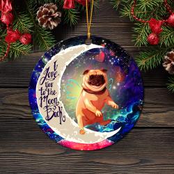 Cute Bull Dog Love You To The Moon Galaxy Mica Circle Ornament Perfect Gift For Holiday Perfect Gifts For Family On Christmas