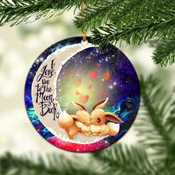 Cute Eevee Pokemon Couple Love You To The Moon Galaxy Mica Circle Ornament Perfect Gifts For Family On Christmas