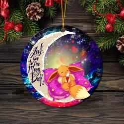 Cute Eevee Pokemon Sleep Night Love You To The Moon Galaxy Mica Circle Ornament Perfect Gifts For Family On Christmas