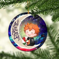 Cute Hinata Haikyuu Love You To The Moon Galaxy Mica Circle Ornament Perfect Gifts For Family On Christmas