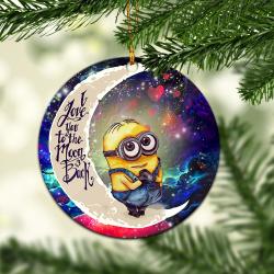 Cute Minions Despicable Me Love You To The Moon Galaxy Mica Circle Ornament Perfect Gifts For Family On Christmas