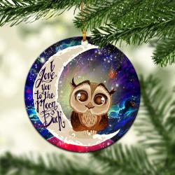 Cute Owl Love You To The Moon Galaxy Mica Circle Ornament Perfect Gift For Holiday Perfect Gifts For Family On Christmas