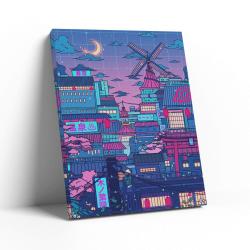 Cyberpunk Village Wall Art Canvas Christmas Gift For Son Daughter