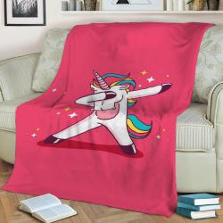 Dabbing Unicorn Fleece Throw Blanket Meaningful Gift For Halloween Christmas