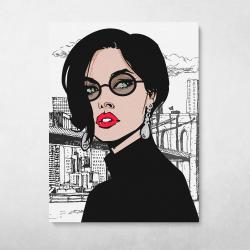 Dark Hair Girl In The CIty Wall Art Canvas Meaning Gift For Birthday Christmas