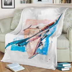 Dassault Rafale Watercolor Fleece Throw Blanket Meaningful Gift For Halloween Christmas