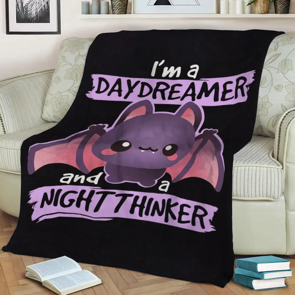 Daydreamer Nightthiker Bat Fleece Throw Blanket Meaningful Gift For Halloween Christmas