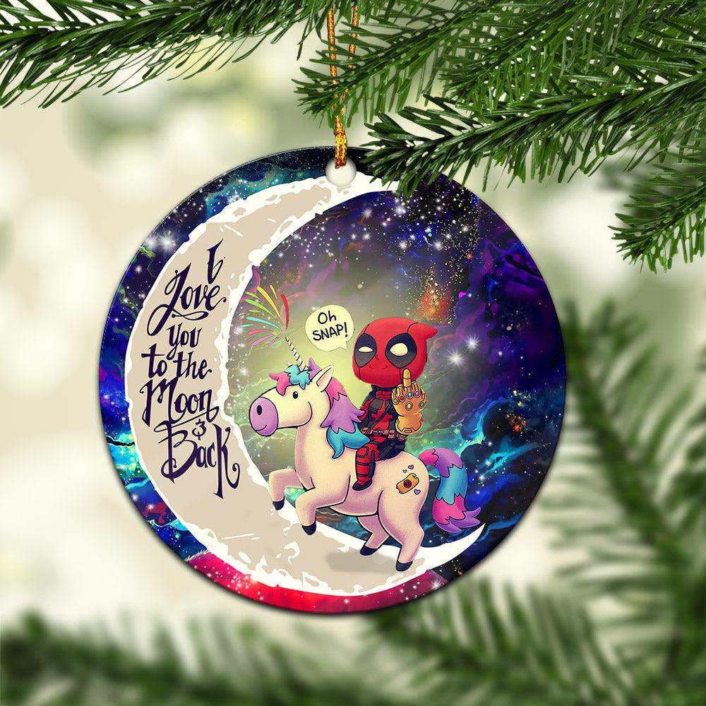Deadpool Unicorn Love You To The Moon Galaxy Mica Circle Ornament Perfect Gift For Holiday Perfect Gifts For Family On Christmas
