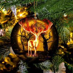 Deer Fire Moonlight Mica Circle Ornament Perfect Gift For Holiday Perfect And Unique Gifts For Family On Christmas